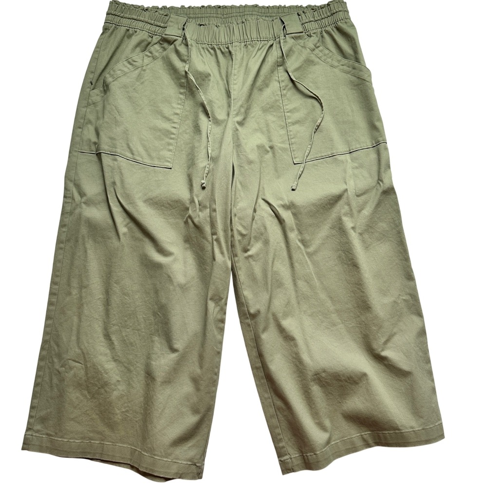 Ava & Viv Olive Green Wide Leg Utility Pants‎ Size 2X Drawstring Waist
